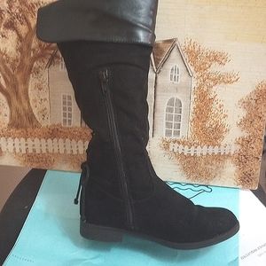 Girls black boots size one 1